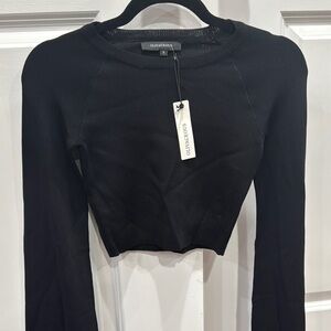 Black Long Sleeve Crop Top Size S